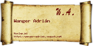 Wanger Adrián névjegykártya